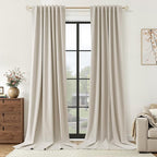 Extra Long 100% Blackout Linen Curtains by Guken