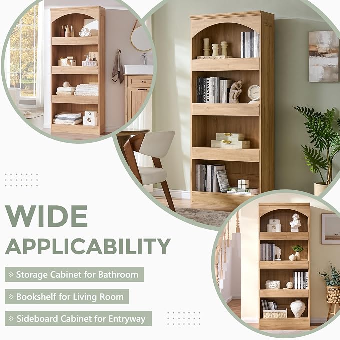 IFGET 76" Tall Arched Bookcase - Image 5