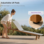 PURPLE LEAF Patio Chaise Lounge French Outdoor Lounger 1 Piece Matte Teak Grain - Image 5