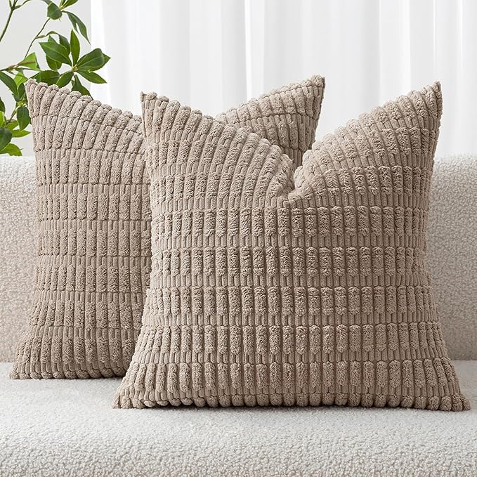 MIULEE Euro Sham Decorative Throw Pillow Covers 26x26 Light Brown Pack of 2 | by MIULEE