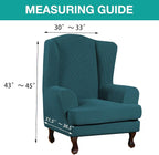 Turquoize Wingback Chair Covers 2 Piece Wing Chair Slipcover Stretch Slipcovers - Image 5