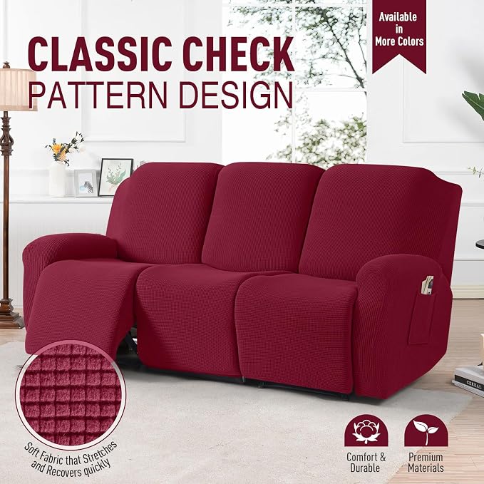 TAOCOCO Recliner Sofa Covers 8-Pieces Stretch Large Couch Covers - Image 2