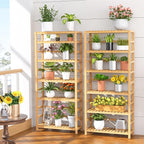 VASMIA 6-Tier Bamboo Shelf, Bamboo Storage Shelving Unit, Tall Bookcase - Image 9