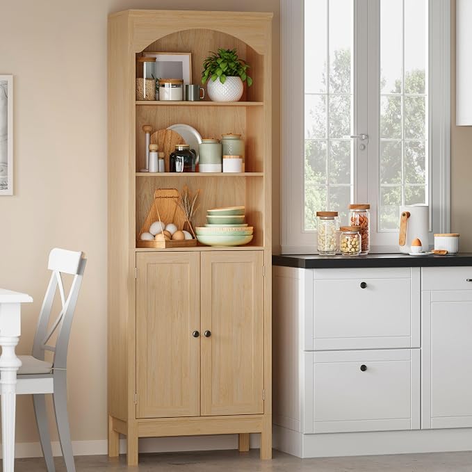 Bookshelf with Doors, Floor Standing Display Storage Cabinet - Image 8