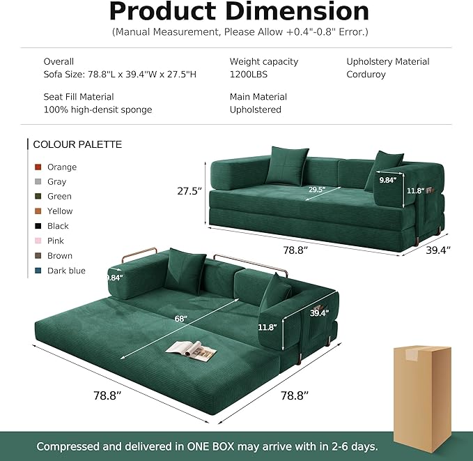 MoonSpeak 78.8''Sleeper Couch Bed - Image 2