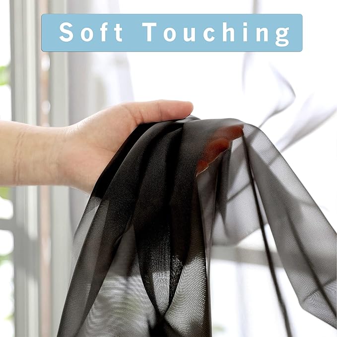 Black Sheer Curtains 96 Inch Length, Elegant Sheer Curtains - Image 4