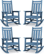 KINGYES Oversized Outdoor Rocking Chair Set of 4, All-Weather Patio Rocking by KINGYES