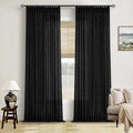 Black Pinch Pleated Linen Semi Sheer 102 Inch Curtains 2 Panels | Light by Twodrapes