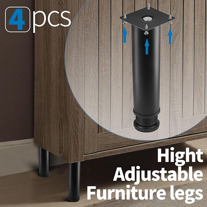 6 Inch Metal Furniture Legs Stainless Steel Adjustable Legs Black Metal Legs - Image 5