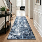 Rugflix 3x8 Runner Rug for Hallway, Washable Navy Blue Long Runners | Machine - Image 3