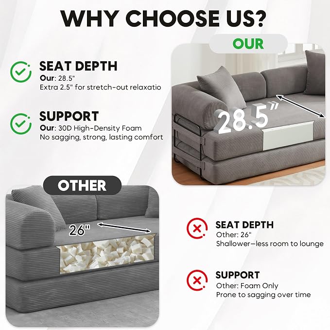 ZEIINPA Convertible Sleeper Sofa Bed - Image 4