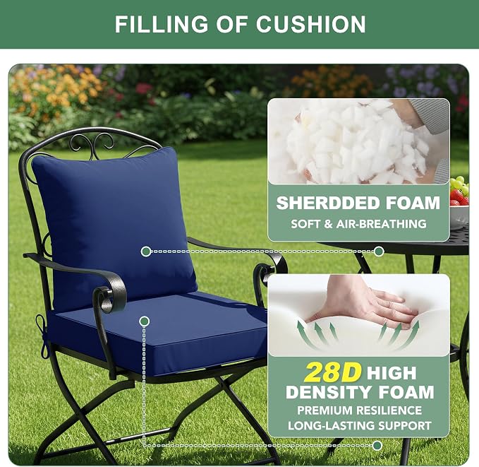 Summsun Outdoor Chair Cushions, Waterproof Backrest and Deep Seat Cushion Set - Image 4