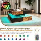HedoAjim LED Coffee Table for Living Room, Living Room Table 2-Tier Square - Image 4
