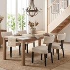 HNY Mid Century Modern Farmhouse Dining Chairs Set of 4, Linen Upholstered - Image 7
