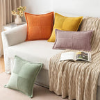MIULEE Blush Pink Corduroy Decorative Euro Sham Pillow Covers 24x24 Inch - Image 5