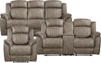 Lexicon Recliner Living Room Set, Home Theater Seating, Manual Polished - Image 3