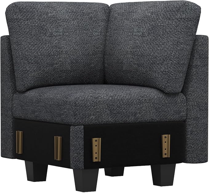 Belffin Chenille Corner Seat for Modular Couch. Sectional Sofa Module. Dark by Belffin