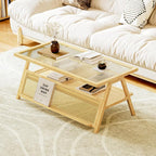 Bamworld Coffee Table with Storage Mid-Century Modern Coffee Table Boho by Bamworld