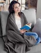 Utopia Bedding Grey 300GSM Fleece Blanket Luxury Soft Bed Blanket - Image 6