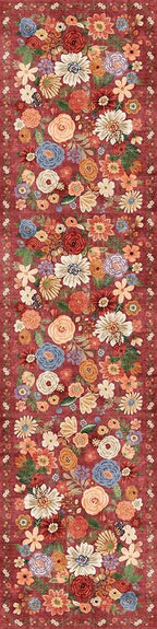 Red Floral Hallway Runner Rug 3x7 - Image 2