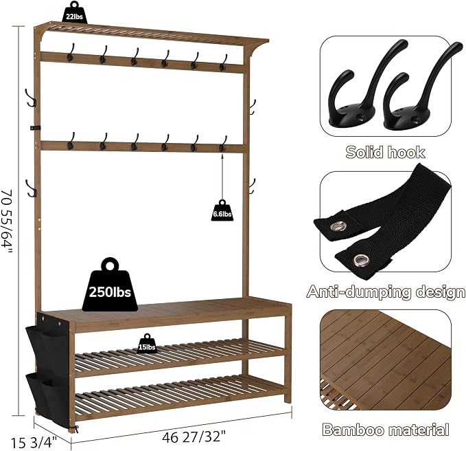 AMBIRD 6-in-1 Bamboo Hall Tree - Image 3