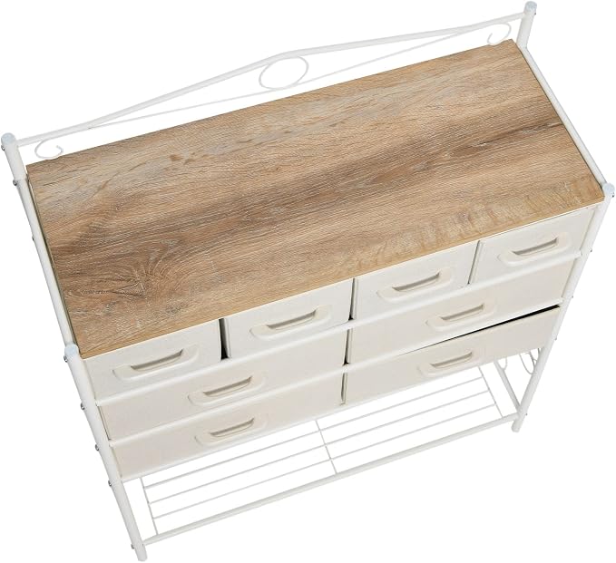 Household Essentials Coastal Oak & Iron Vintage 8-Drawer Sideboard - Image 7
