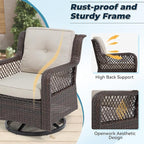3 Pieces Patio Swivel Chairs, Wicker Patio Conversation Sets - Image 6