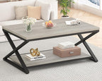 HSH Rustic Grey Coffee Table, Modern Minimalist Living Room Table - Image 3