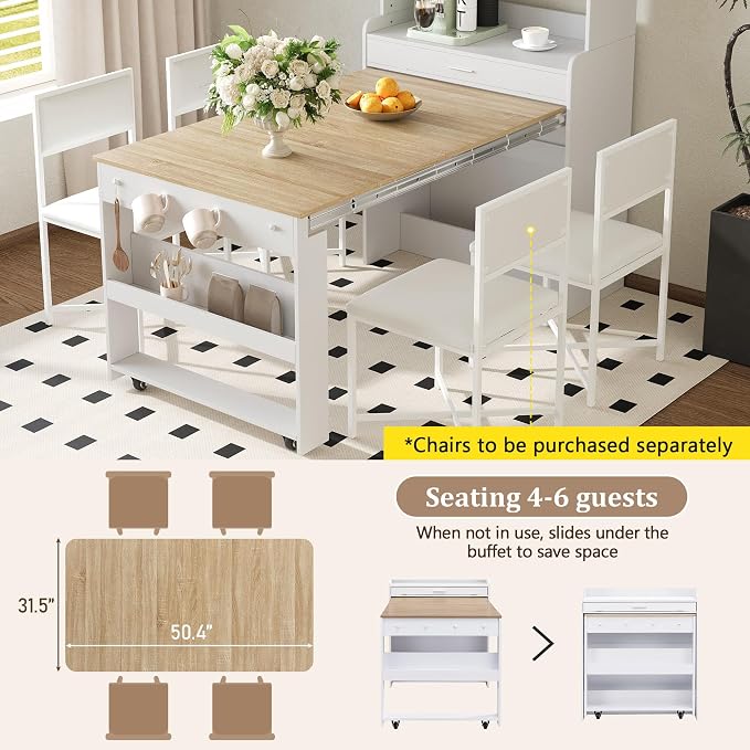 HRVEOCEI Folding Dining Tables for Small Spaces, Buffet Cabinet - Image 6