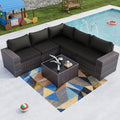 Kullavik Outdoor Patio Furniture Set 6 Pieces Sectional Rattan Sofa Set Brown by KULLAVIK