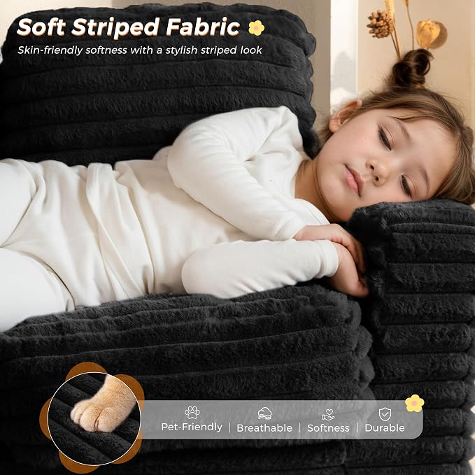 MAXYOYO Extra Wide Kids Bean Bag Chair, Comfy Faux Fur Bean Bag Sofa - Image 5