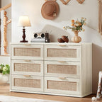 LEYAOYAO Rattan Dresser and Nightstand Set of 2, Boho Wood Dresser - Image 2