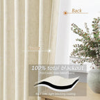 Warm Beige 100% Blackout Linen Curtains 102 Inch Length 2 Panels Set - Image 4