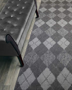 Custom Length Hallway Runner Rug, Slip Resistant, Squares Anthracite, 26 Inch X by ORFAHOME