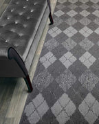 Custom Length Hallway Runner Rug, Slip Resistant, Squares Anthracite, 26 Inch X by ORFAHOME