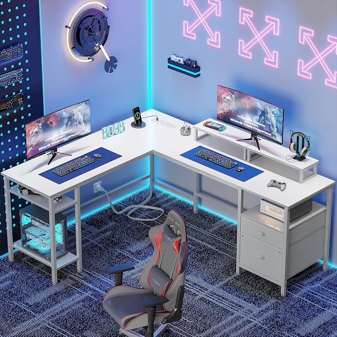 Furologee White 59” L Shaped Desk - Image 2