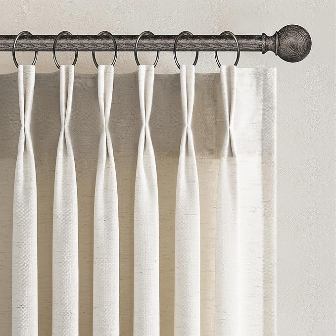 Topfinel Birch Pinch Pleated Linen Curtains 84 Inch Length 2 Panels by Topfinel