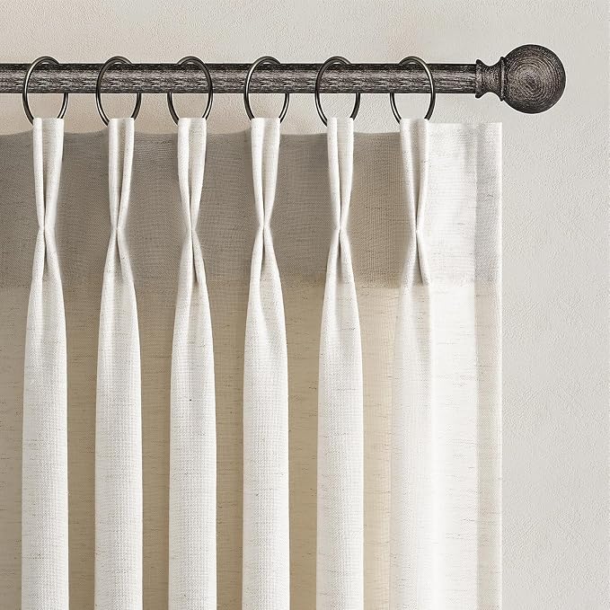 Topfinel 102 Inch Curtains 2 Panels Set, Two Packs Pinch Pleat Back Tab Linen by Topfinel