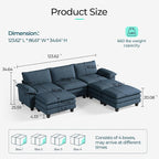 LINSY HOME 123" Modular Sectional Sofa, 3-Seat Corduroy Modern Cloud Couch - Image 2