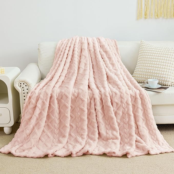 Aganear Fleece Throw Blanket for Bed Couch 90"x90" Pink | Lightweight Fuzzy - Image 5