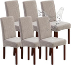Genina Waterproof Chair Covers for Dining Room 6 Pack, Stretch Jacquard Dining by Genina