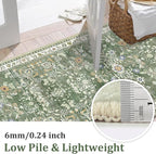 Yamaziot 3x6 Washable Hallway Runner Rug Non Slip Floral Carpet, Sage Green | - Image 2