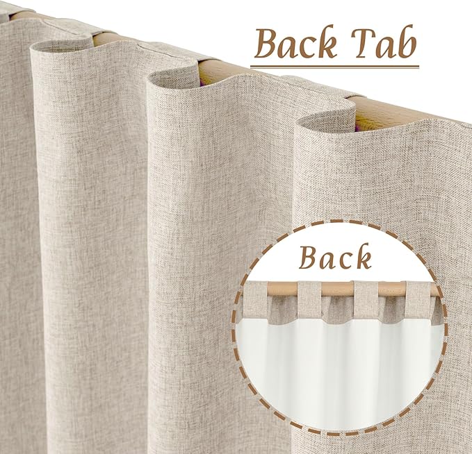 Oatmeal Linen 100% Blackout Window Curtains - Image 3