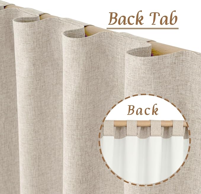 100% Blackout Oatmeal Linen Curtains - Image 3