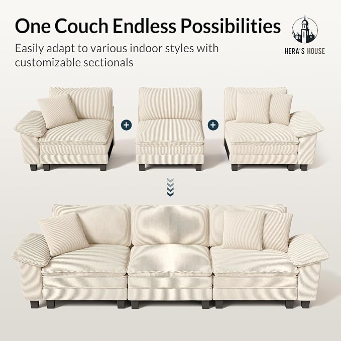 HERA'S HOUSE 88" Modular Sectional Sofa, L Shaped Couches - Image 7