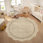 GarveeHome Scalloped Round Area Rugs Washable Small Round Rug 3ft Non-Slip | - Image 9