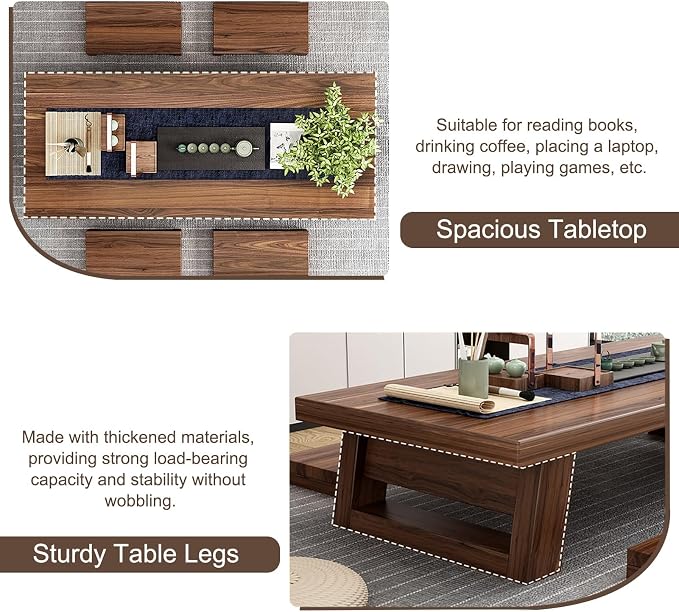 JHDXL Solid Wood Japanese Tea Table, - Image 3