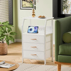 Furnulem Night Stand with Charging Station, 28.3 Inch Tall Bedside Table with - Image 4