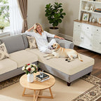 Hokway Chaise Cover and Couch Cushion Covers Set, Separate Sectional Sofa - Image 4