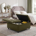 Tbfit Large Square Storage Ottoman Bench, Tufted Upholstered Coffee Table - Image 6